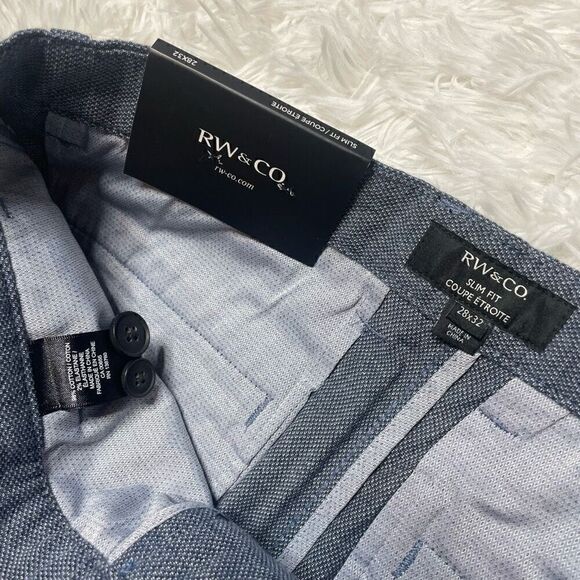 RW&Co Dress Pants Slim Fit 28x32 Blue Cotton Stretch NEW with Tag - Picture 4 of 11